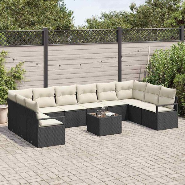vidaXL Sofa Sæt med pude 11 pcs Brun og Creme polyrattan