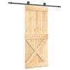 vidaXL Skyded&oslash;r Naturfarvet og sort 85 x 210 cm Massivt Fyrretr&aelig;