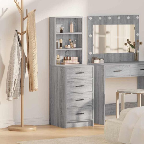 vidaXL Highboard Grå sonoma-eg 40 x 41 x 135 cm Konstrueret træ