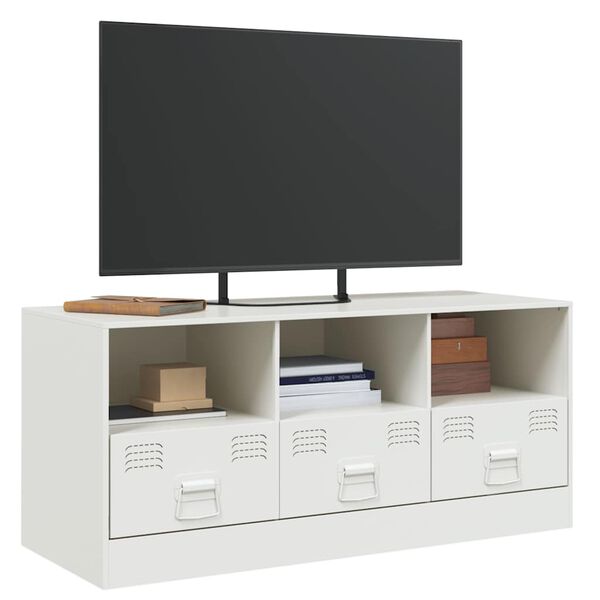 vidaXL tv-bord 99x39x44 cm st&aring;l hvid