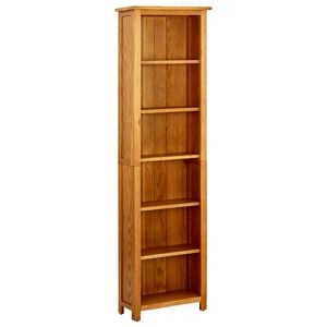 vidaXL bogreol med 6 hylder 52x22x180 cm massivt egetr&aelig;