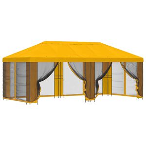 vidaXL Pavillon med sidetapper 6 x 3 m Gul Polyester og St&aring;l 190