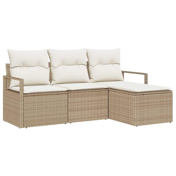 vidaXL Sofa S&aelig;t 4 pcs Beige polyrattan