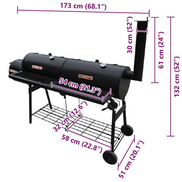 vidaXL r&oslash;gegrill Nevada XL sort
