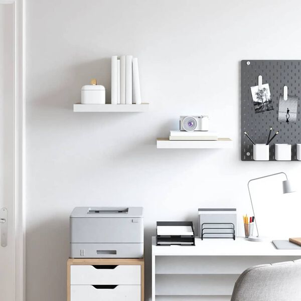 vidaXL v&aelig;ghylder 2 stk. 50x23x3,8 cm MDF egetr&aelig;sfarve og hvid