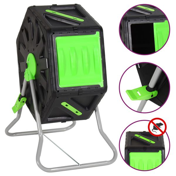 vidaXL komposttromle 60x43x74 cm 70 l polypropylen