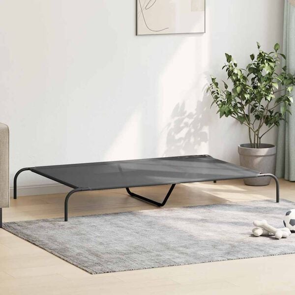 vidaXL forhøjet hundeseng 150x90x20 cm textilene og stål grå