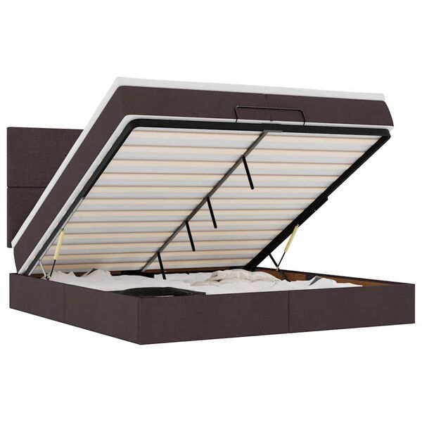 vidaXL osmannisk sengeramme med madrasser 200x200 cm stof m&oslash;rkebrun