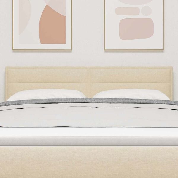 vidaXL LED sengegavl med LED -strimmellys Creme 160 cm Polyester