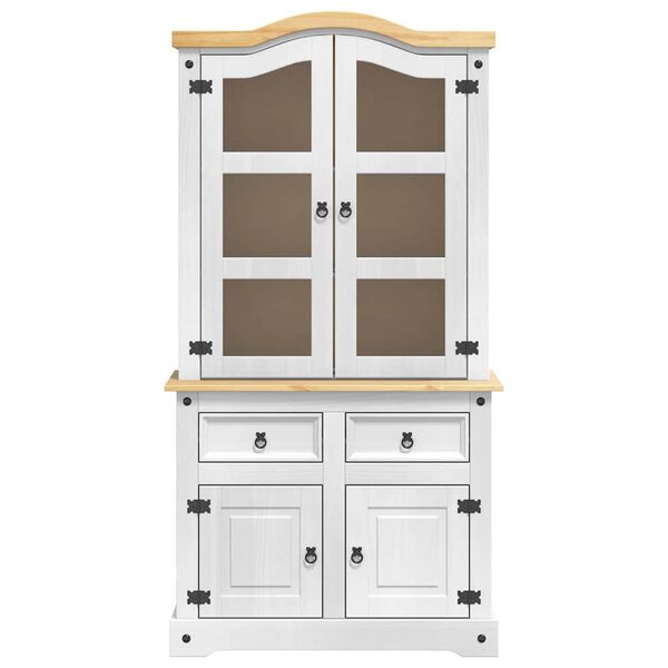 vidaXL Sideboard med skuffe Hvid 100 x 48,5 x 179 cm Massiv fyrretr&aelig;