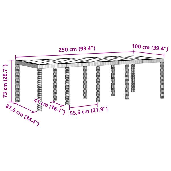 vidaXL Have Spisebordss&aelig;t 9 pcs Lysegr&aring; Polt rattan
