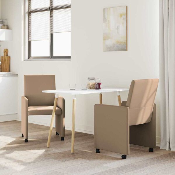 vidaXL Spisebordsstole med hjul 2 pcs Cappuccino 57 x 66 x 94 cm