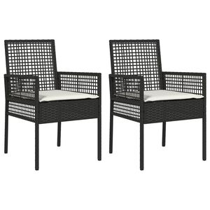 vidaXL Have Stol med pude 2 pcs Sort 55 x 53 x 85 cm polyrattan
