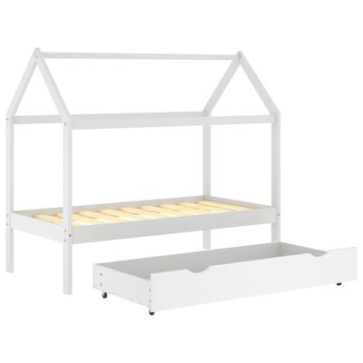 vidaXL sengestel til børneseng 80x160 cm med skuffe fyrretræ hvid