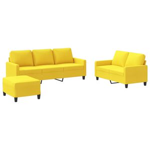 vidaXL sofas&aelig;t 3 dele med hynder stof lysegul