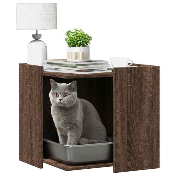 vidaXL toiletskjuler kattebakke 53x53x51 cm konstrueret træ brunt eg