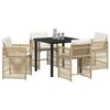 vidaXL Have Spisebordss&aelig;t 5 pcs Beige polyrattan