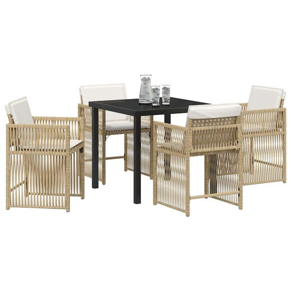 vidaXL Have Spisebordss&aelig;t 5 pcs Beige polyrattan