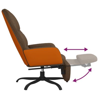 vidaXL lænestol med fodskammel stof brun