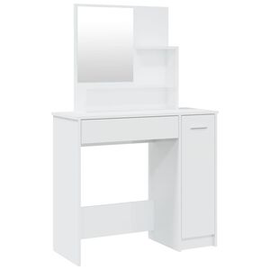 vidaXL makeupbord med spejl 86,5x35x136 cm hvid h&oslash;jglans