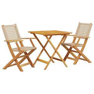 vidaXL bistros&aelig;t 3 dele polyrattan og massivt tr&aelig; beige