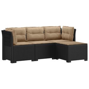 vidaXL 4-personers Have Sofa med Hynder Rattan Look PP Antracit