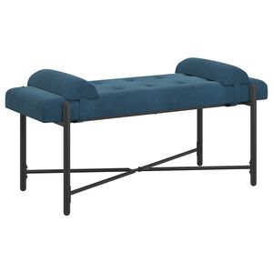 vidaXL Knappet b&aelig;nk med puder Bl&aring; 110 x 40 x 46 cm Fl&oslash;jl