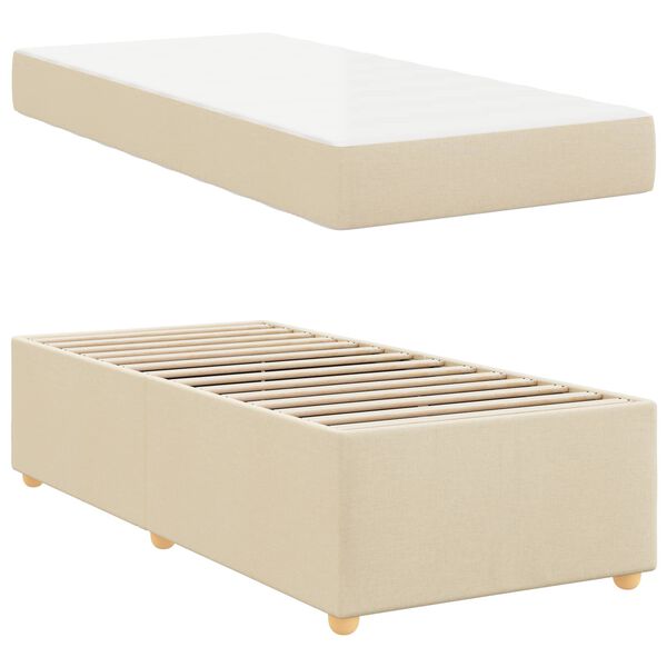 vidaXL Sengestel med madras Creme 80 x 200 cm Stof