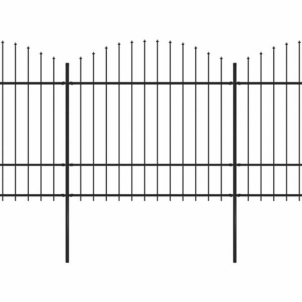 vidaXL havehegn med spydtop st&aring;l 892,5x175 cm sort