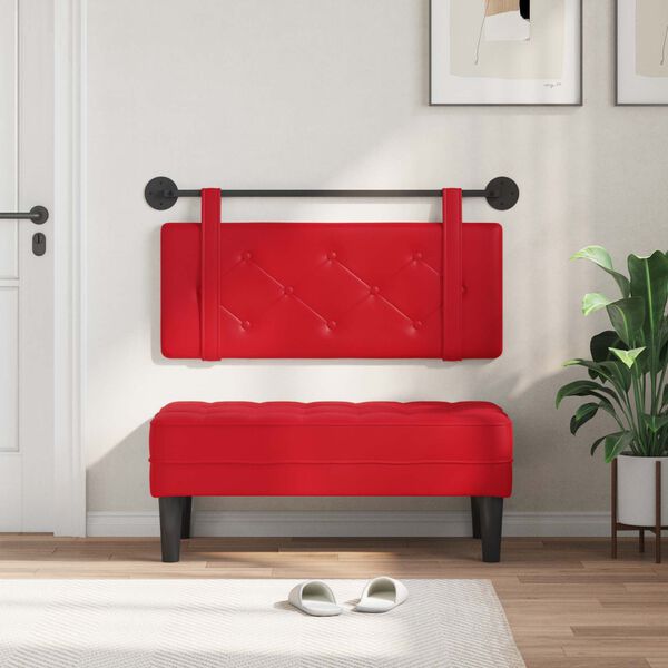 vidaXL H&aelig;ngende Hovedgavl V&aelig;gmonteret R&oslash;d 100 cm Faux l&aelig;der