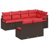 vidaXL Havesofa S&aelig;t med pude 7 pcs Brun og R&oslash;d polyrattan