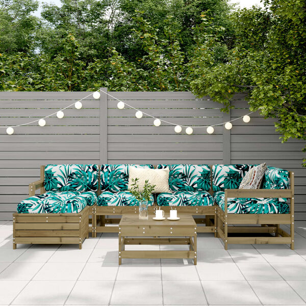 vidaXL sofas&aelig;t til haven 7 dele impr&aelig;gneret fyrretr&aelig;