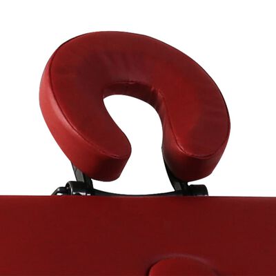 Rød sammenklappeligt massagebord med 3 zoner og aluminiumsramme