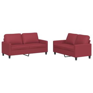 vidaXL sofas&aelig;t 2 dele med hynder kunstl&aelig;der vinr&oslash;d