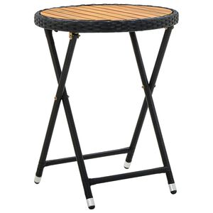 vidaXL tebord 60 cm massivt akacietr&aelig; og polyrattan sort