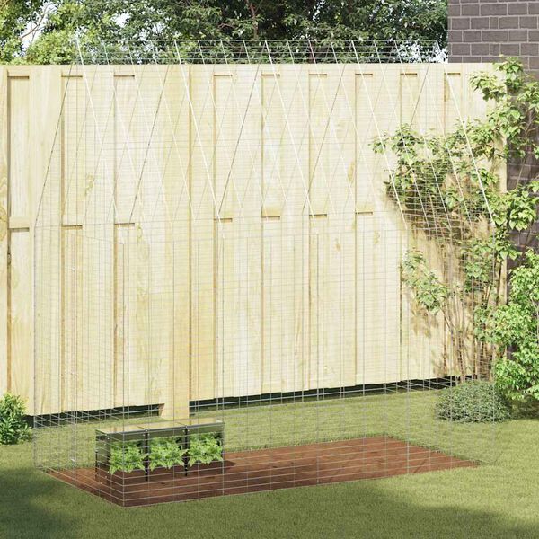 vidaXL Kanin Bur S&oslash;lv 400 x 100 x 210 cm Galvaniseret st&aring;l