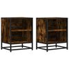vidaXL sengeborde 2 stk. 40x31x50cm konstrueret tr&aelig; metal r&oslash;get egetr&aelig;