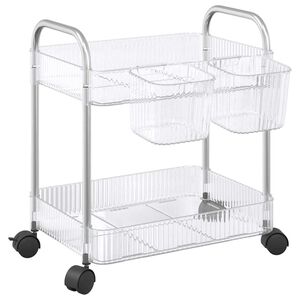 vidaXL opbevaringsvogn i 2 niveauer transparent 37x28x43,5 cm akryl