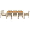 vidaXL Have Spisebordss&aelig;t 9 pcs Beige polyrattan