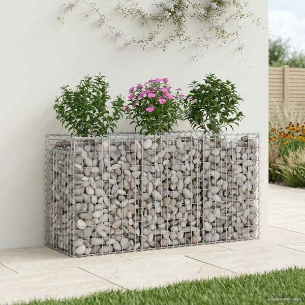 vidaXL Gabion h&oslash;jbed S&oslash;lv 150 x 50 x 80 cm Galvaniseret st&aring;l
