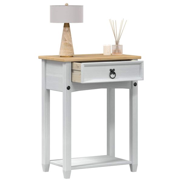 vidaXL Konsolbord med skuffe Hvid 55 x 35 x 73 cm Massiv fyrretr&aelig;