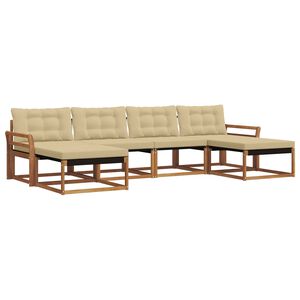 vidaXL Udend&oslash;rs sofagruppe med pude 6 pcs Naturlig og Beige