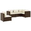vidaXL lounges&aelig;t til haven 5 dele med hynder polyrattan brun