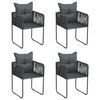 vidaXL havestole 4 stk. med puder polyrattan sort