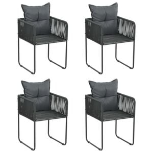 vidaXL havestole 4 stk. med puder polyrattan sort