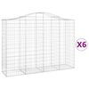 vidaXL buede gabionkurve 6 stk. 200x50x140/160 cm galvaniseret jern