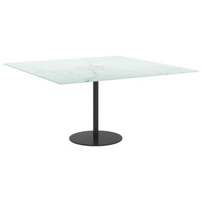 vidaXL bordplade 80x80 cm 6 mm hærdet glas med marmordesign hvid
