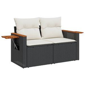 vidaXL 2-personers havesofa med hynder polyrattan sort