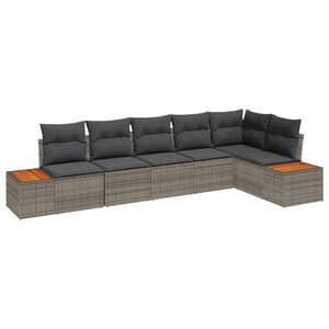 vidaXL Havesofa S&aelig;t med pude 6 pcs Gr&aring; Poly rattan