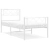 vidaXL sengeramme med sengegavl og fodg&aelig;rde 100x200 cm metal hvid
